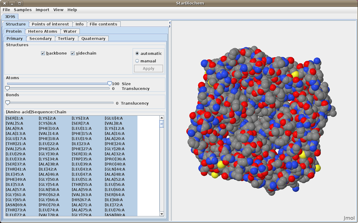 Space Fill View StarBiochem