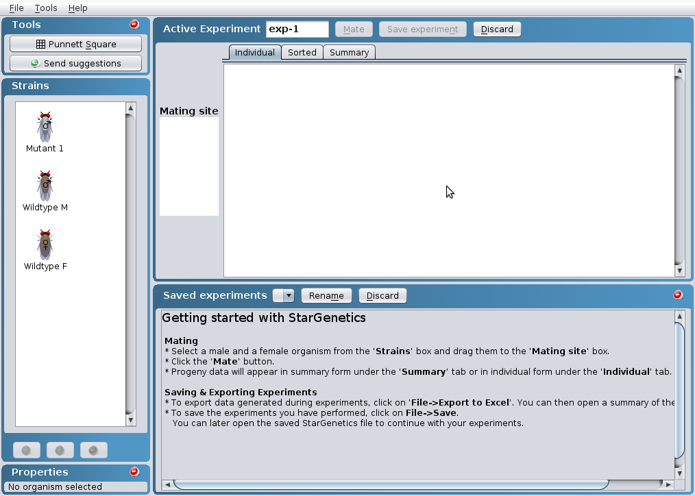 screenshot of StarGenetics fly tutorial
